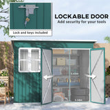 Outsunny 8.5 x 6ft Galvanised Steel Garden Shed with Double Doors, Lock & Foundation Kit – Green