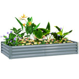 Outsunny Galvanised Steel Raised Garden Bed, 180 x 90 x 30cm – Open-Bottom Planter for Plants, Silver