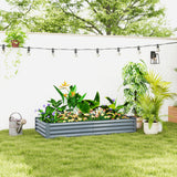 Outsunny Galvanised Steel Raised Garden Bed, 180 x 90 x 30cm – Open-Bottom Planter for Plants, Silver
