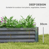 Outsunny Galvanised Steel Raised Garden Bed, 180 x 90 x 30cm – Open-Bottom Planter for Plants, Silver