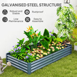 Outsunny Galvanised Steel Raised Garden Bed, 180 x 90 x 30cm – Open-Bottom Planter for Plants, Silver