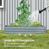 Outsunny Galvanised Steel Raised Garden Bed, 180 x 90 x 30cm – Open-Bottom Planter for Plants, Silver