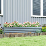 Outsunny Galvanised Steel Raised Garden Bed, 180 x 90 x 30cm – Open-Bottom Planter for Plants, Silver