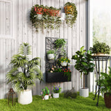 Outsunny Metal Raised Garden Bed with Leaf Trellis, 61 x 23 x 113cm – Wall-Mounted or Freestanding, Black