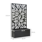Outsunny Metal Raised Garden Bed with Leaf Trellis, 61 x 23 x 113cm – Wall-Mounted or Freestanding, Black