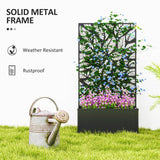 Outsunny Metal Raised Garden Bed with Leaf Trellis, 61 x 23 x 113cm – Wall-Mounted or Freestanding, Black