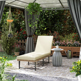 Outsunny Folding Rattan Sun Lounger with 6-Level Adjustable Back & 8cm Cushion – Garden Sun Bed, Natural