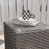 Outsunny 3-Piece Aluminium Rattan Bistro Set with Cushions & Side Table – Garden Patio Furniture, Light Grey