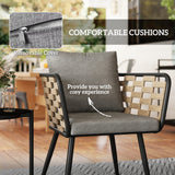 Outsunny 3-Piece Rattan Bistro Set with Cushions & Tempered Glass Table – Garden Balcony Furniture
