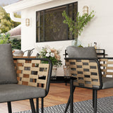 Outsunny 3-Piece Rattan Bistro Set with Cushions & Tempered Glass Table – Garden Balcony Furniture