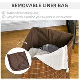 HOMCOM 55L Bamboo Corner Laundry Hamper with Lid and Removable Lining – Triangle Laundry Basket, Brown