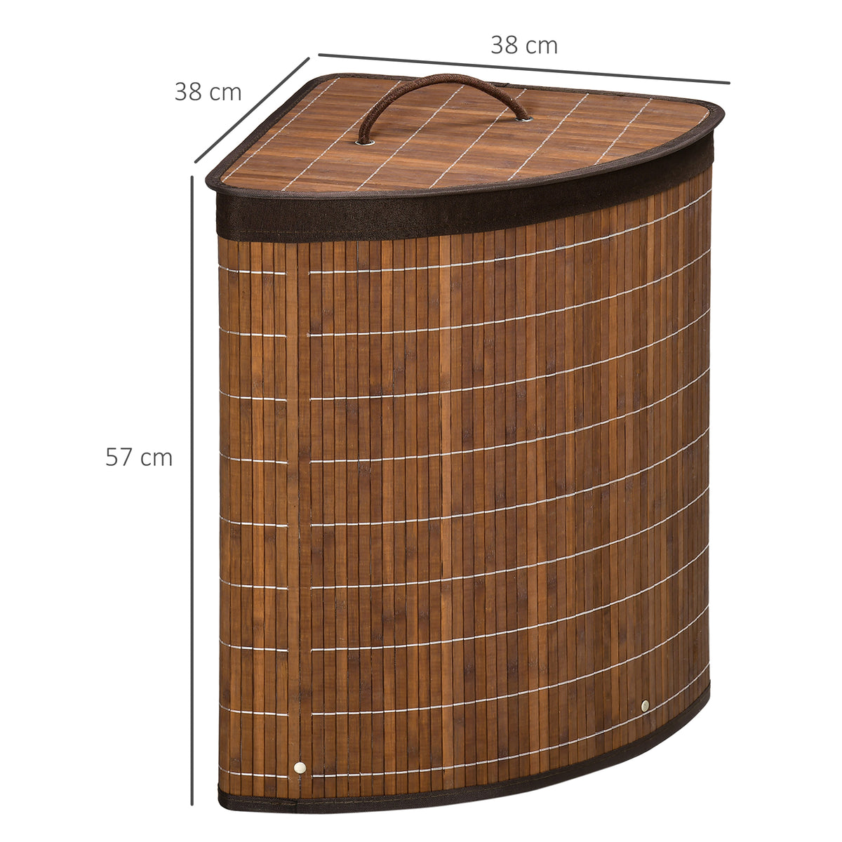 HOMCOM 55L Bamboo Corner Laundry Hamper with Lid and Removable Lining – Triangle Laundry Basket, Brown