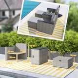 Outsunny 5-Piece Rattan Garden Set with Storage Table, Footstools & Padded Cushions – Patio, Grey