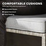 Outsunny 5-Piece Rattan Garden Set with Storage Table, Footstools & Padded Cushions – Patio, Grey