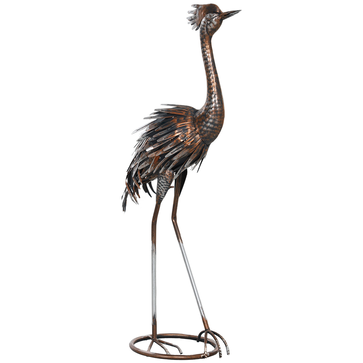 Outsunny Retro Heron Garden Statue, Metal Ornament with Ground Stakes – Outdoor Decor Gift, Silver Tone