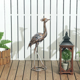 Outsunny Retro Heron Garden Statue, Metal Ornament with Ground Stakes – Outdoor Decor Gift, Silver Tone