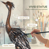 Outsunny Retro Heron Garden Statue, Metal Ornament with Ground Stakes – Outdoor Decor Gift, Silver Tone