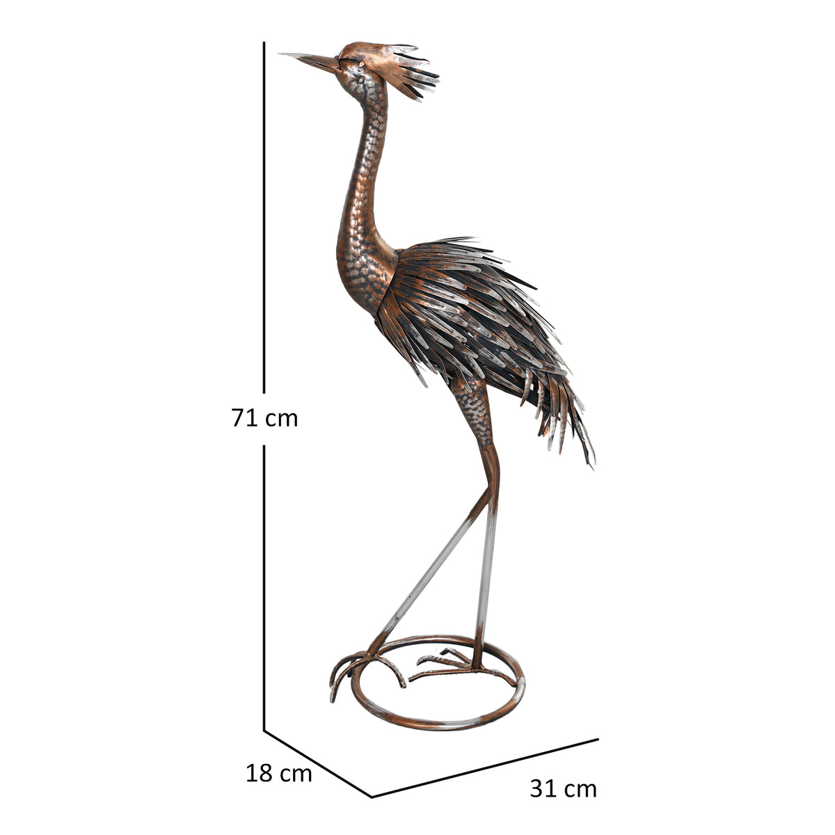Outsunny Retro Heron Garden Statue, Metal Ornament with Ground Stakes – Outdoor Decor Gift, Silver Tone
