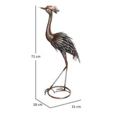 Outsunny Retro Heron Garden Statue, Metal Ornament with Ground Stakes – Outdoor Decor Gift, Silver Tone