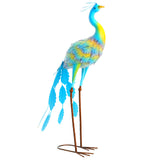 Outsunny Peacock Garden Statue with Ground Stakes – Fade-Resistant Metal Garden Ornament, Multi-Colour