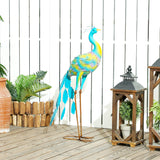 Outsunny Peacock Garden Statue with Ground Stakes – Fade-Resistant Metal Garden Ornament, Multi-Colour