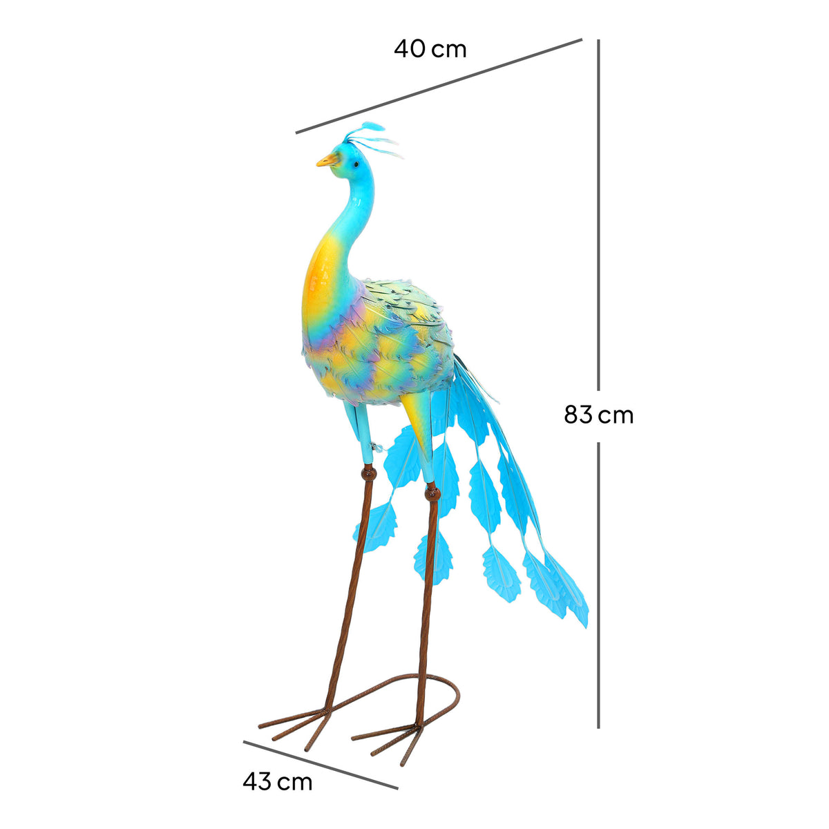 Outsunny Peacock Garden Statue with Ground Stakes – Fade-Resistant Metal Garden Ornament, Multi-Colour