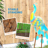 Outsunny Peacock Garden Statue with Ground Stakes – Fade-Resistant Metal Garden Ornament, Multi-Colour
