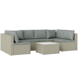 Outsunny 7-Piece Modular Rattan Garden Furniture Set with Cushions & Tempered Glass Table – Patio Set