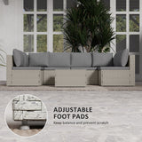 Outsunny 7-Piece Modular Rattan Garden Furniture Set with Cushions & Tempered Glass Table – Patio Set