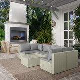 Outsunny 7-Piece Modular Rattan Garden Furniture Set with Cushions & Tempered Glass Table – Patio Set