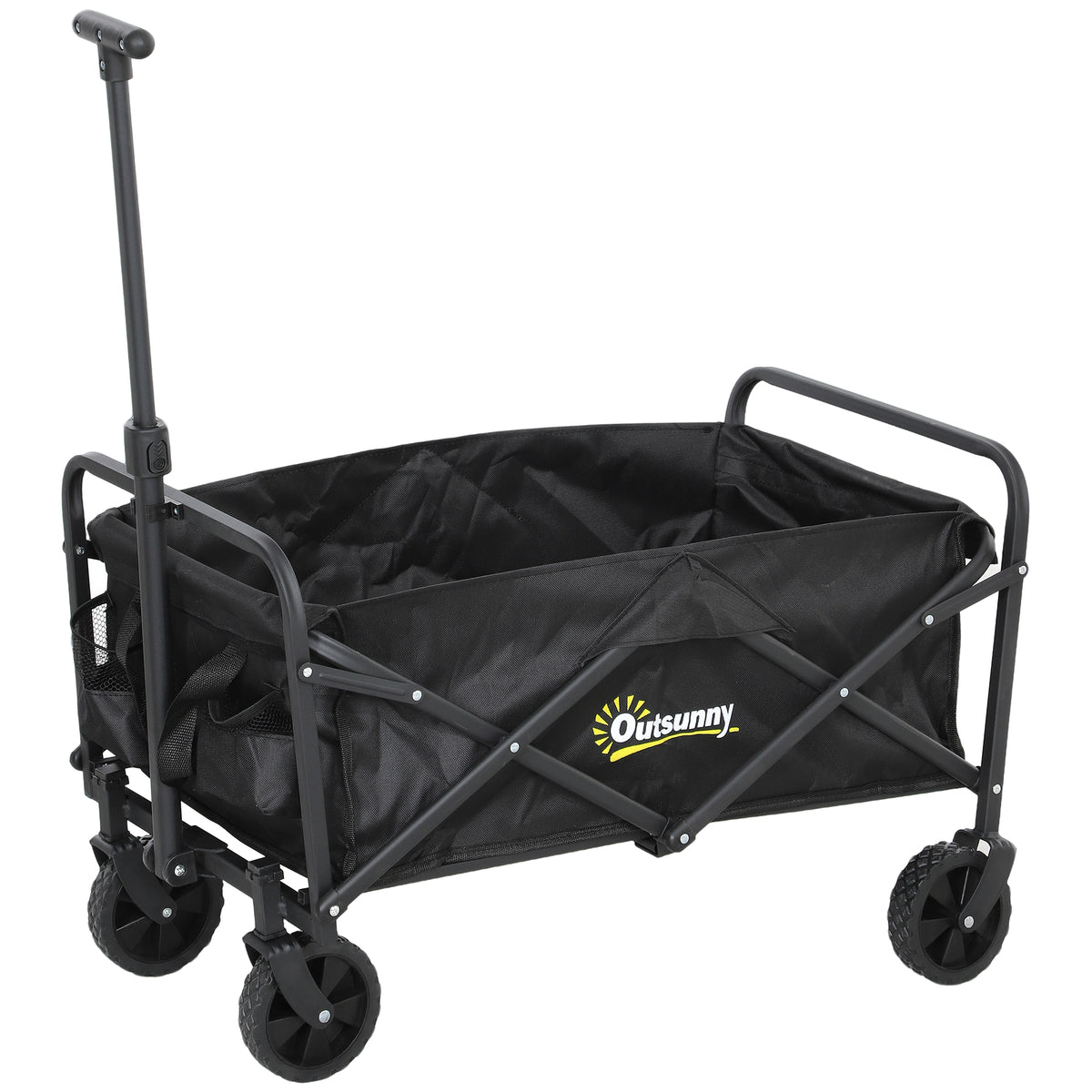 Outsunny 62L Folding Festival Trolley, 120kg Heavy Duty Cart with Oxford Fabric Bag & Telescopic Handle, Black