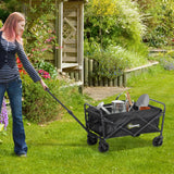 Outsunny 62L Folding Festival Trolley, 120kg Heavy Duty Cart with Oxford Fabric Bag & Telescopic Handle, Black