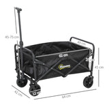 Outsunny 62L Folding Festival Trolley, 120kg Heavy Duty Cart with Oxford Fabric Bag & Telescopic Handle, Black