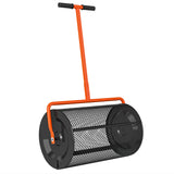 Outsunny 24-Inch Garden Compost Spreader with Height-Adjustable Handle and Mesh Door – Lawn Spreader, Orange