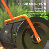 Outsunny 24-Inch Garden Compost Spreader with Height-Adjustable Handle and Mesh Door – Lawn Spreader, Orange
