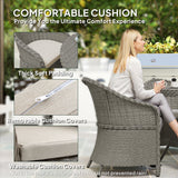 Outsunny 5-Piece Rattan Dining Set for 4 with Cushions and Umbrella Hole – Garden Furniture with Glass Table, Grey