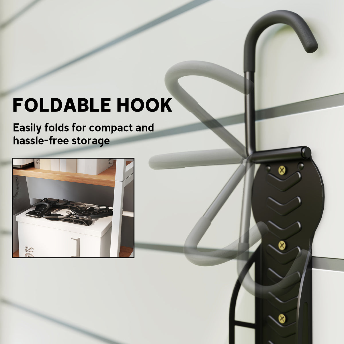 SPORTNOW Wall Mounted Bike Rack, 4 Pack Folding Bike Hooks – Garage & Shed Bicycle Storage, Black