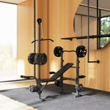 SPORTNOW Multi-Exercise Weight Bench with Bench Press Rack, Lat Pull Down & Preacher Curl – Incline or Flat, Black