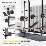 SPORTNOW Multi-Exercise Weight Bench with Bench Press Rack, Lat Pull Down & Preacher Curl – Incline or Flat, Black