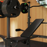 SPORTNOW Multi-Exercise Weight Bench with Bench Press Rack, Lat Pull Down & Preacher Curl – Incline or Flat, Black