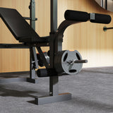 SPORTNOW Multi-Exercise Weight Bench with Bench Press Rack, Lat Pull Down & Preacher Curl – Incline or Flat, Black
