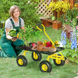 Outsunny Garden Trolley Cart with Pneumatic Wheels & Rotating Handle – 150kg Heavy Load Transport, Yellow