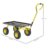 Outsunny Garden Trolley Cart with Pneumatic Wheels & Rotating Handle – 150kg Heavy Load Transport, Yellow