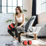 SPORTNOW 30kg 4-in-1 Adjustable Dumbbell Set with Barbell, Kettlebell & Push Up Stands – Home Gym Weights, Red