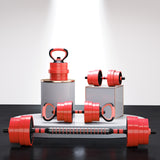 SPORTNOW 30kg 4-in-1 Adjustable Dumbbell Set with Barbell, Kettlebell & Push Up Stands – Home Gym Weights, Red