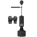 HOMCOM Freestanding Boxing Punch Bag Stand with Rotating Flexible Arm, Speed Ball & Fillable Base, Black