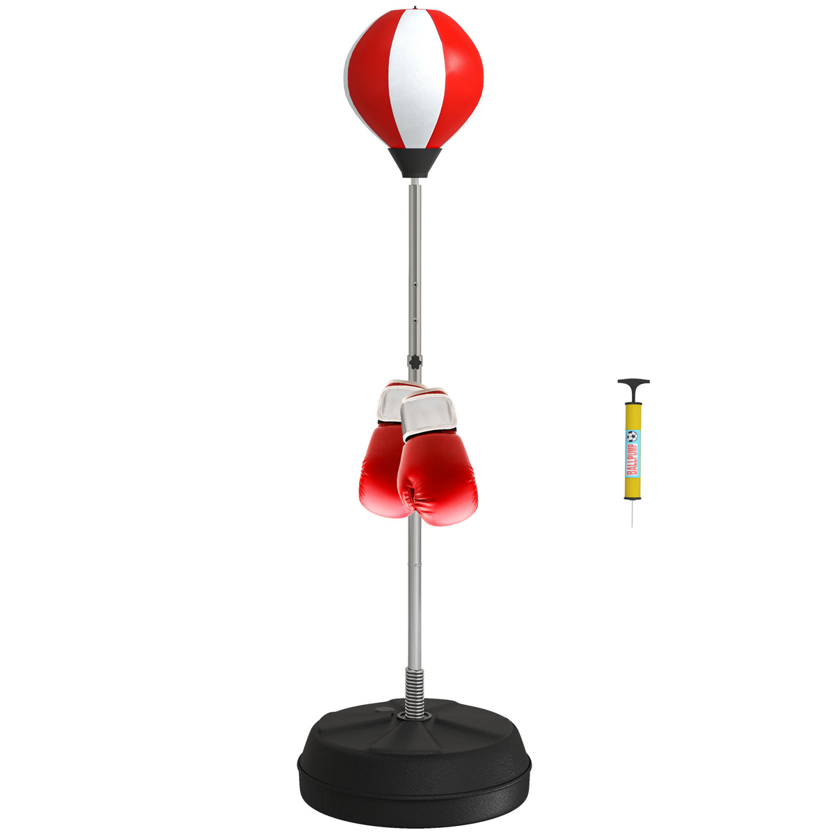 HOMCOM Freestanding Punching Bag with Stand, Adjustable Height 126–144cm, Gloves & Pump – Boxing Set, Red