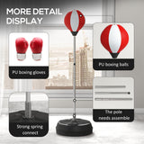 HOMCOM Freestanding Punching Bag with Stand, Adjustable Height 126–144cm, Gloves & Pump – Boxing Set, Red