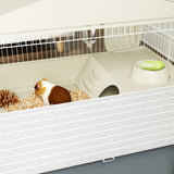PawHut Guinea Pig Cage with Removable Playpen, Hay Feeder & Water Bottle – Small Animal Cage, Beige
