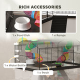 PawHut Hamster Cage with Deep Tray, Tube System, Perches & Ramps – Two-Tier Cage for Dwarf Hamsters